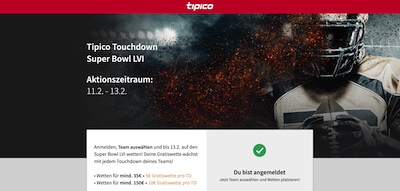 Hol dir Freebets beim Tipico Touchdown 2022