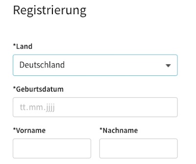 Anmeldeformular bei Tipico