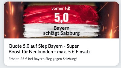 Quote 5.0 auf Bayern nur bei Bildbet!