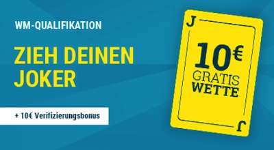 Gratiswette im Wert von 10€ zur WM Quali bei sportwetten.de