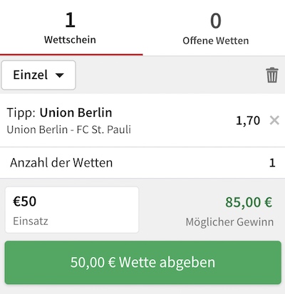 Union St Pauli DFB Pokal Tipico