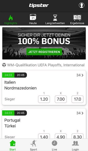 Screenshot aus der Tipster App