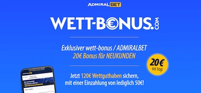Exklusiver Admiralbet Bonus - 20 Euro Extra-Bonus