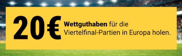 20€ Interwetten Guthaben für Neukunden zum CL-Viertelfinale