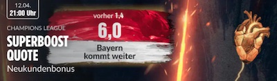 Bildbet Quotenpush - Bayern kommt weiter zu Quote 6.0