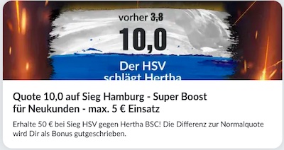 Bildbet bietet dir Quote 10.0 auf einen Sieg des HSV!