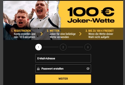 Registrierungsmaske bei Bwin