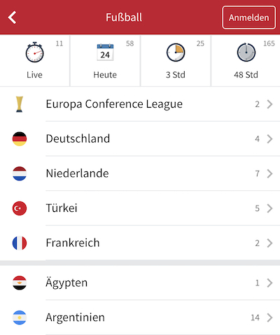 App Beispiel Fussball