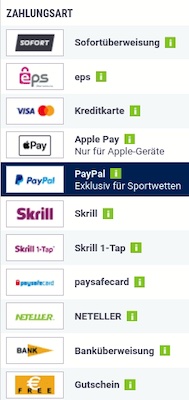 Alle Einzahlungsmethoden bei Bet at Home