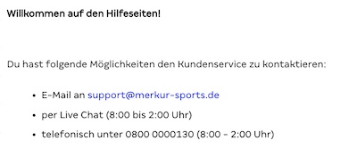 So erreichst du den Merkur Sports Kundenservice