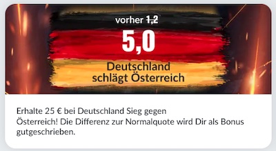 Quote 5.0 auf Sieg Deutschland vs. Österreich