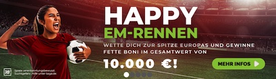 EM-Rennen bei HappyBet mit 10.000 Euro Preispool