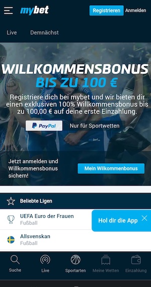 Screenshot aus der MyBet App