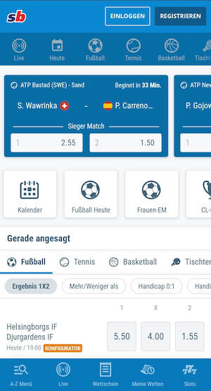 Screenshot aus der Sportingbet App