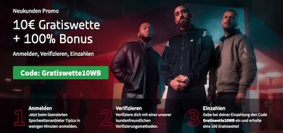 Tipico Bonus für Neukunden inkl. 10€ Gratiswette
