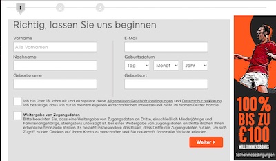Erster Schritt bei der 888sport Anmeldung