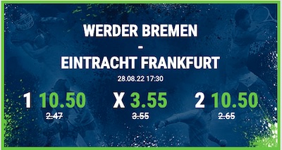 Verbesserte Bet at Home Quoten warten bei Frankfurt - Bremen