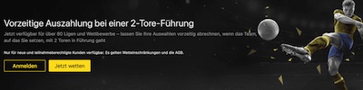 Bet365 Aktion: Vorzeitige Auszahlung bei 2-Tore-Führung für div. Fußball-Bewerbe