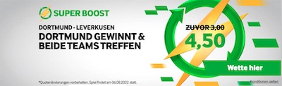 Nutze den Betway Superboost für deine Dortmund - Leverkusen Wetten