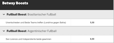 Beispiel der Betway Boosts