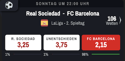 Die Qupten von Winamax, zum Spiel Real Sociedad gegen Barcelona, im Überblick