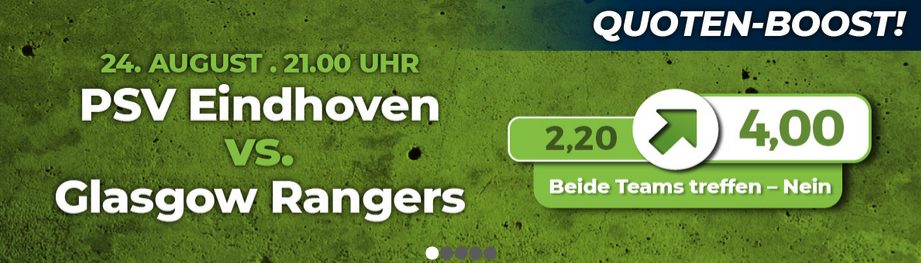 Superquote zu PSV vs Rangers bei Happybet