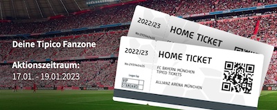 Gewinne bei Tipico 5x2 Tickets für das Bundesliga Spiel Bayern vs. Frankfurt