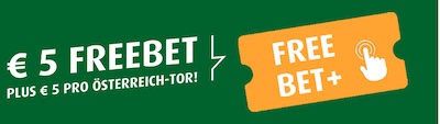 5€ Freebet + bis zu 20€ Freiwetten für jedes Österreich Tor bei tipp3
