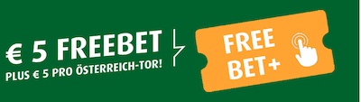 5€ Freebet + bis zu 20€ Freiwetten für jedes Österreich Tor bei tipp3