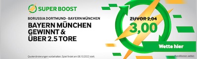 Betway mit Superboost für deine Dortmund - Bayern Wetten