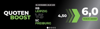 Freiburg gewinnt gegen Leipzig zu Quote 6.0 bei Happybet