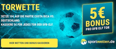 5€ Bonus für jedes Deutschland Tor vs. Costa Rica bei sportwetten.de