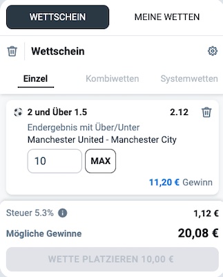 10€ Wette ohne Risiko wartet bei Betano zu United - City