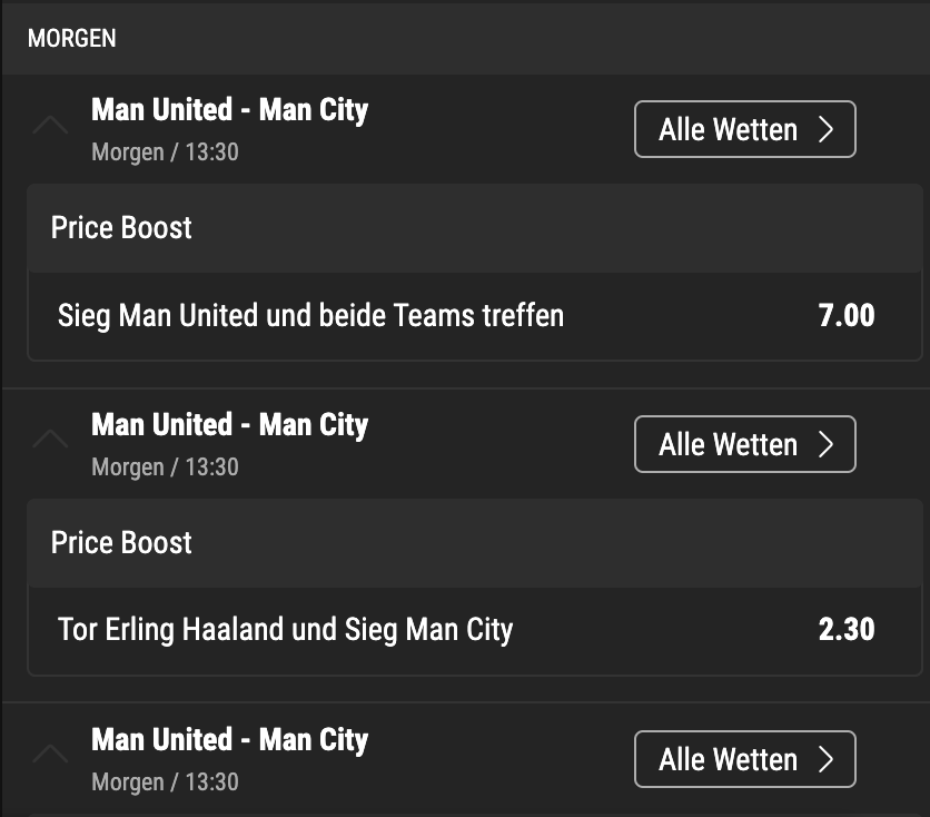 Quoten Boost Bwin Tipp Man United vs Man City