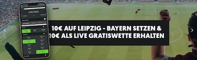 10€ Live-Freiwette von Mobilebet zu Leipzig Bayern