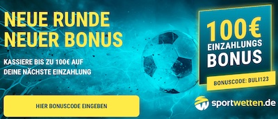 50% bis 100€ Reload von sportwetten.de zum Bundesliga Frühjahr