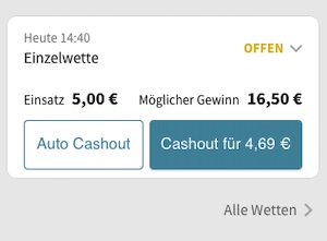 Tipico Wette mit Möglichkeit für Auto Cash Out