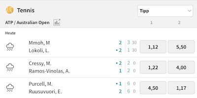 Beispiel Head to Head Wetten bei Tipico zu Tennis