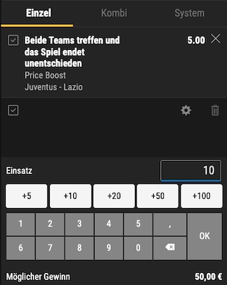 Quotenboost von Bwin zu Juventus - Lazio Rom