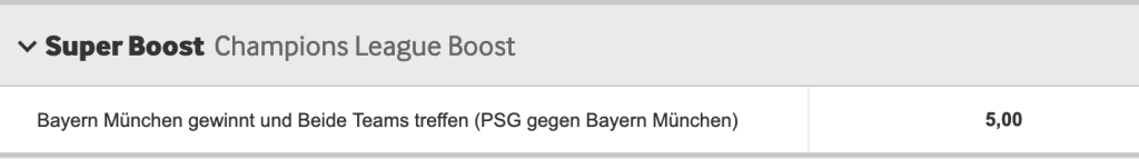 PSG vs Bayern Betway Superboost