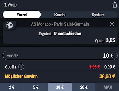 Hol dir eine Live-Freebet bei Winamax zu AS Monaco - PSG!