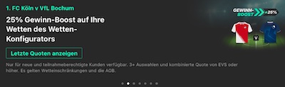 Bet365 verbessert Gewinne zu Köln - Bochum