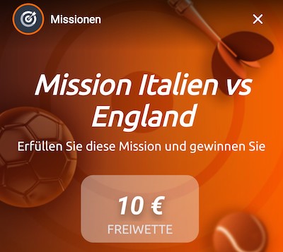 10€ Freiwette, wenn deine Italien England Wette verliert