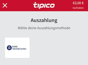 Auszahlung bei Tipico via Banküberweisung