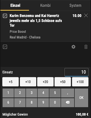 Unser Bwin Boost Wettschein zu Real vs. Chelsea