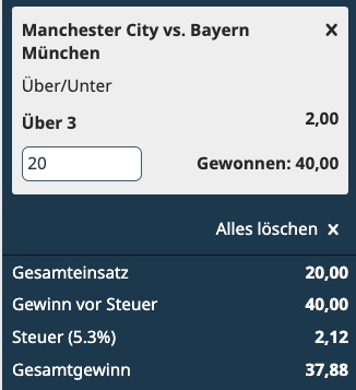 Unser Wett Tipp zu Manchester City - Bayern München