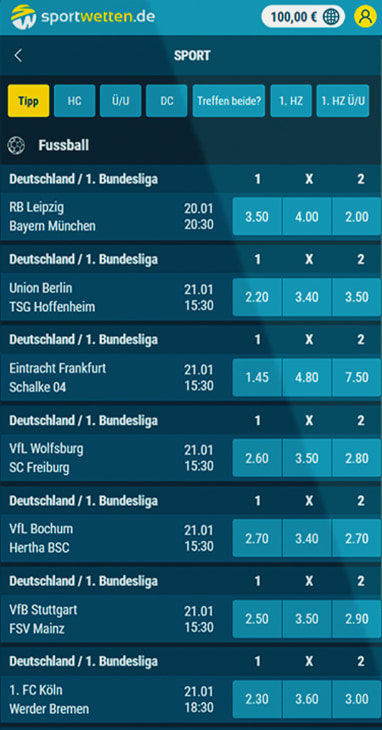 Sportwetten. de Mobil App