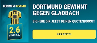 Top Quote von sportwetten.de auf Sieg Dortmund vs. Gladbach