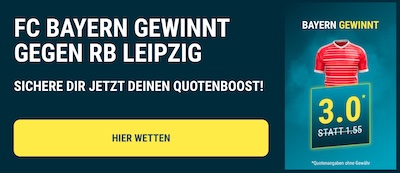 Quote 3.0 auf Sieg Bayern vs Leipzig bei sportwetten.de