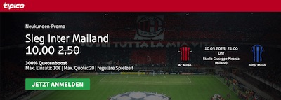 Tipico Quotenboost zu Inter gegen Milan